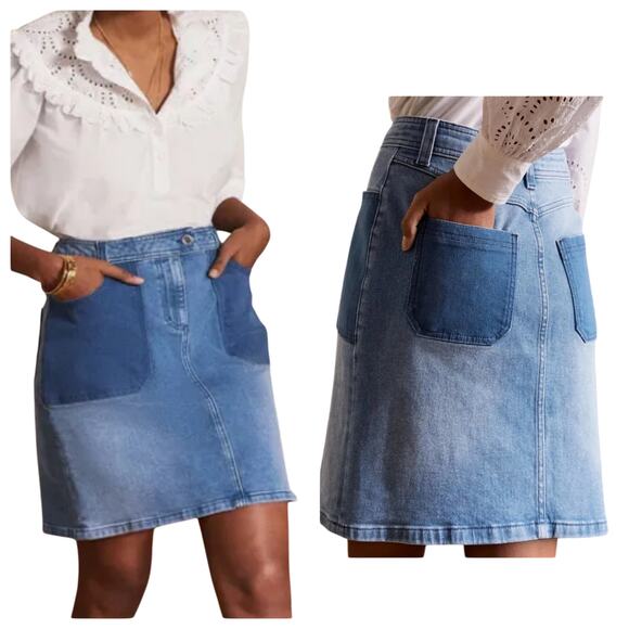 BODEN Denim Patch Pocket Mini Skirt - Picture 1 of 7